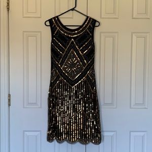 Black and gold 20s flapper dress